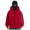 thumbnail image 3 of TTUHYWXI Men Women Mask Zipper Sport Hoodie, Long Sleeve Hoodie with Mask, Hoodie Pullover Sweatshirt Hooded Top (Red, M), 3 of 4