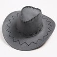 thumbnail image 2 of yunLCZ Straw Cowboy Hat for Men Womens Womens Western Cowboy Hats Studded Pinched Western Cowgirl Hats Wide Brim Fedoras Hat Polyester Grey One Size, 2 of 4