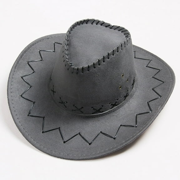 Dyfzdhu Women Men Summer Western Cowboy Hat Shapeable Wide Brim Sun Gray