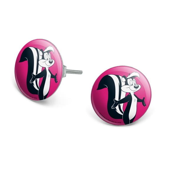 Looney Tunes Pepe Le Pew Novelty Silver Plated Stud Earrings