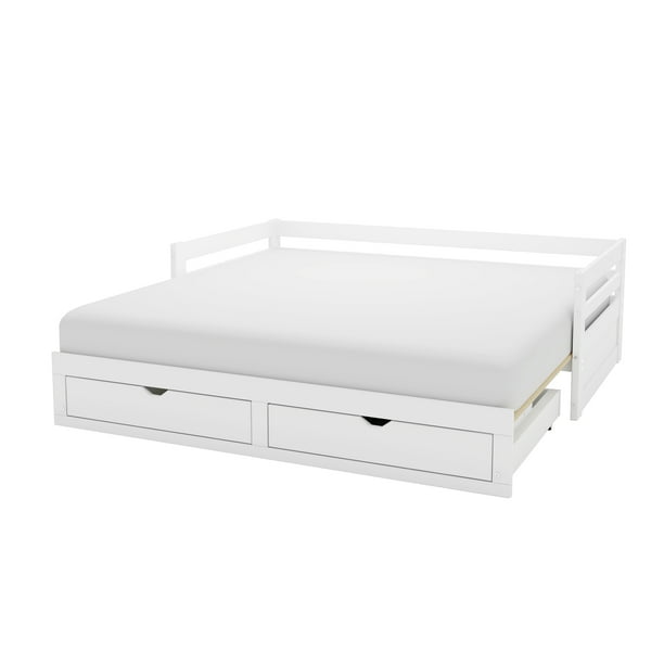cilinder George Bernard Kruipen Alaterre Jasper Twin to King Extending Day Bed with Storage Drawers, White  - Walmart.com