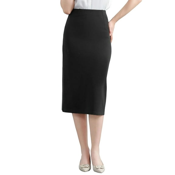 HXWCHs Women's Stretch Pencil Midi Skirt High Waist Slim Fit Bodycon Elegant Business formal Attire Black L