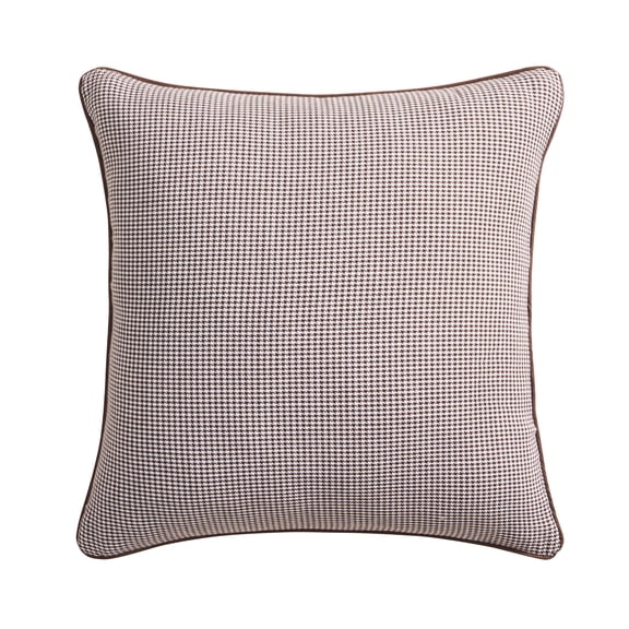 My Texas House 20" x 20" Brown Woven Micro Houndstooth Decorative Pillow Cover