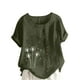 thumbnail image 1 of Vestidos Casuales Para Mujer, Blusas De Mujer De Moda Blusa informal de lino con cuello redondo, manga corta y botones para mujer, 1 of 4
