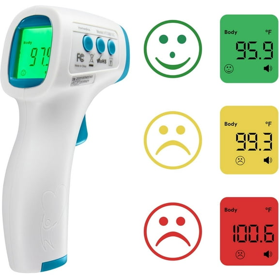 Homedics Non-Contact Digital Infrared Forehead Thermometer for Adults and Kids, Fast Accurate Results, High-Fever Alert with 4-in-1