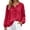 Red Shirts, variant on Women Summer Shirt Puff Sleeve Blend Sun Blouse Casual O-Neck Loose Fit Tops Classic Solid Color Back To School Dailywear