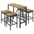 thumbnail image 6 of 5 Pieces Outdoor Patio Wicker Bar Set, Foldable Wood Tabletop with 4 Square Stools, Brown, 6 of 15