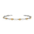 thumbnail image 1 of 10K White Gold Oval Citrine and Diamond Link Bracelet, 1 of 3