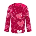 thumbnail image 5 of Women's Long Sleeve Heart Print Blouse Under $10 Casual Comfortable Collared Shirt Valentine's Day Theme Fashion Top, 5 of 5