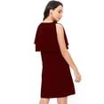 thumbnail image 3 of eloria Women's Roundneck Partywear Sleevless Midi dress With Frilled Design, Color : Dark Maroon | Size : 3XL, 3 of 5