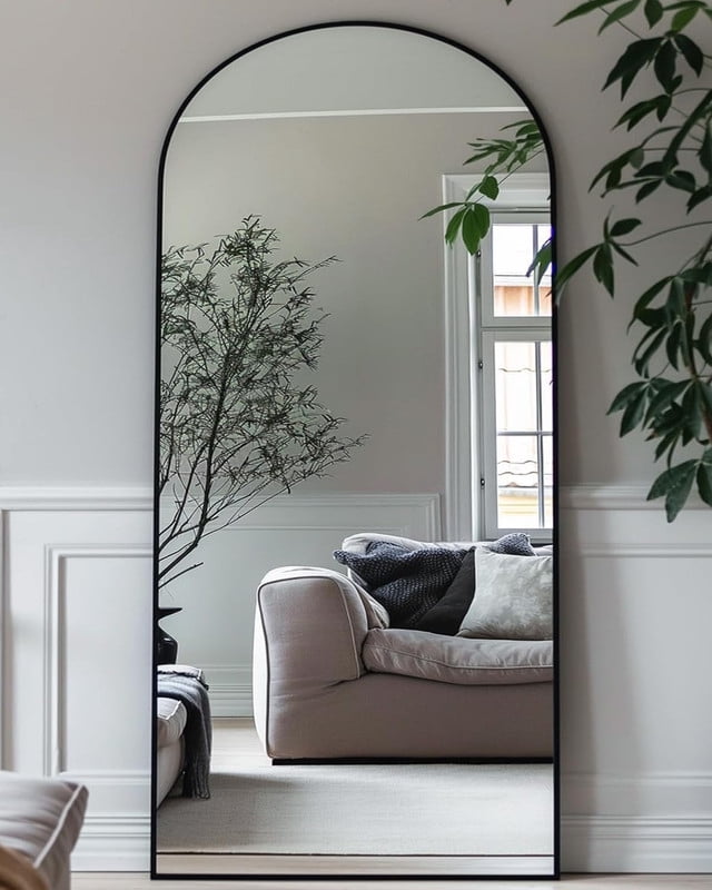 Lumora 21"x 56" Arched Full Length Mirror Floor Mirror Full Body Standing Mirror, Black