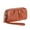 Brown, variant on Women's Wristlet Wallet Genuine Leather Double Zipper Casual Ruched Clutch Purse, Brown
