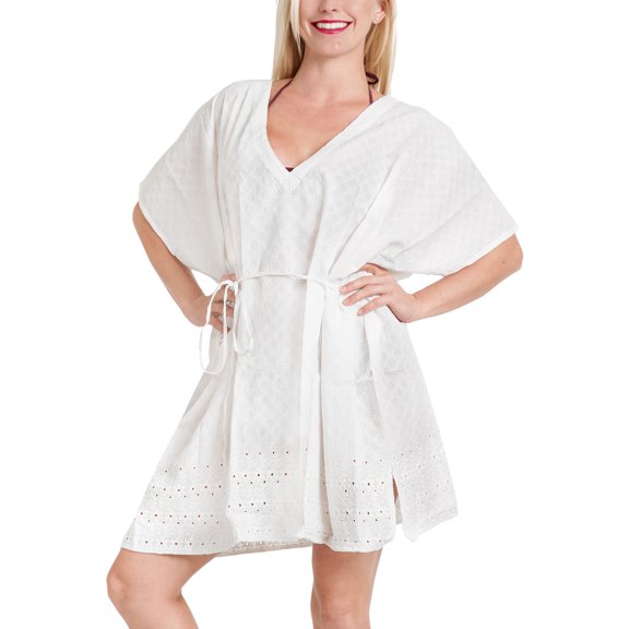 HAPPY BAY Women's Beachwear Summer Beach Dress Plus Size Fall Swimsuit Swimwear Cover Ups for Women 2X-3X White_A381
