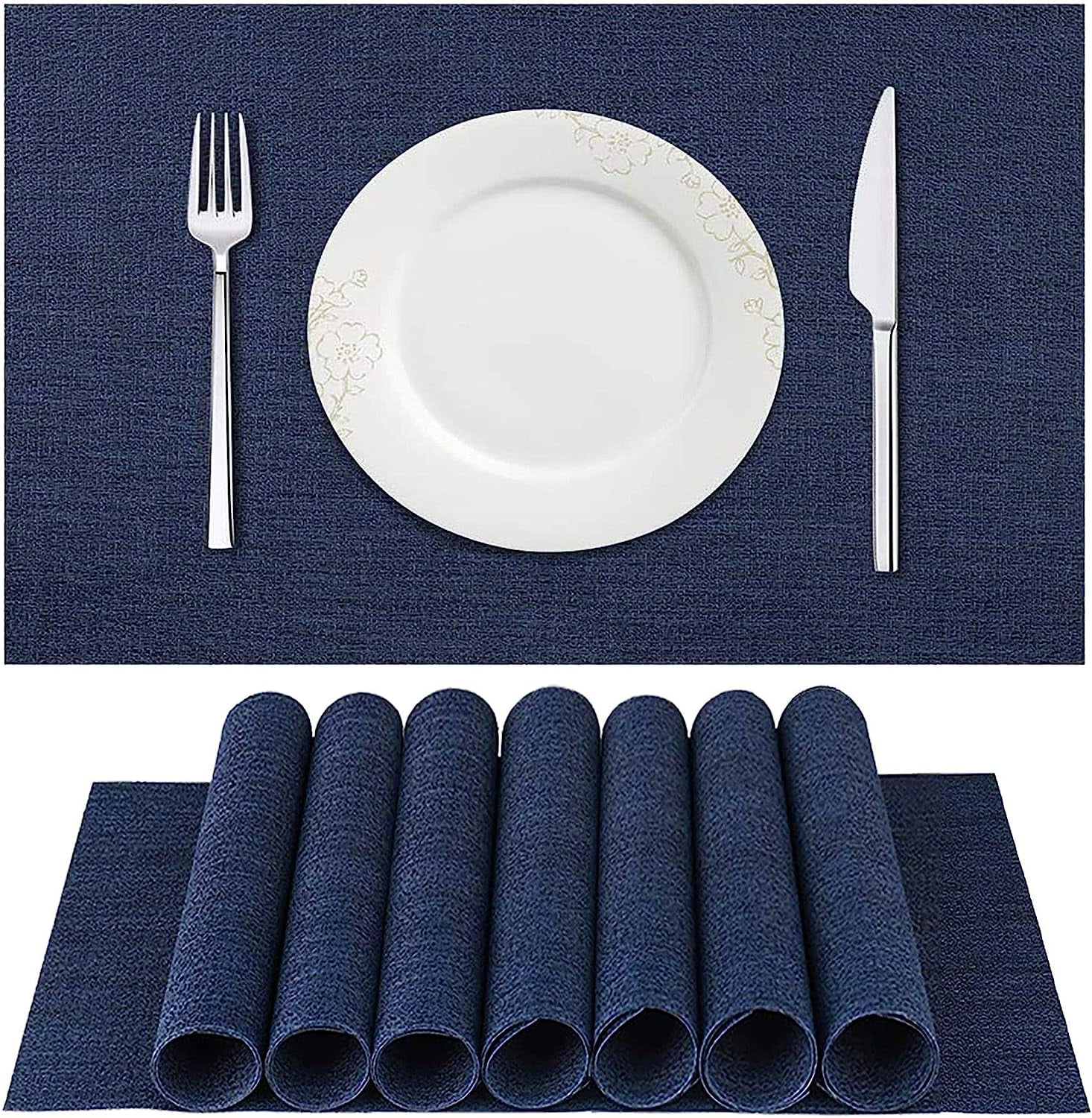 Placemats Set of 8, Crossweave Woven Vinyl NonSlip Placemat for Dining