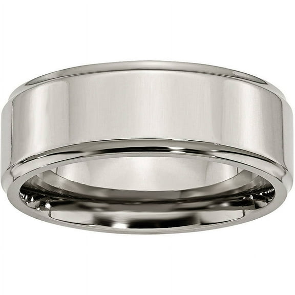 Titanium Ridged Edge 8mm Polished Band