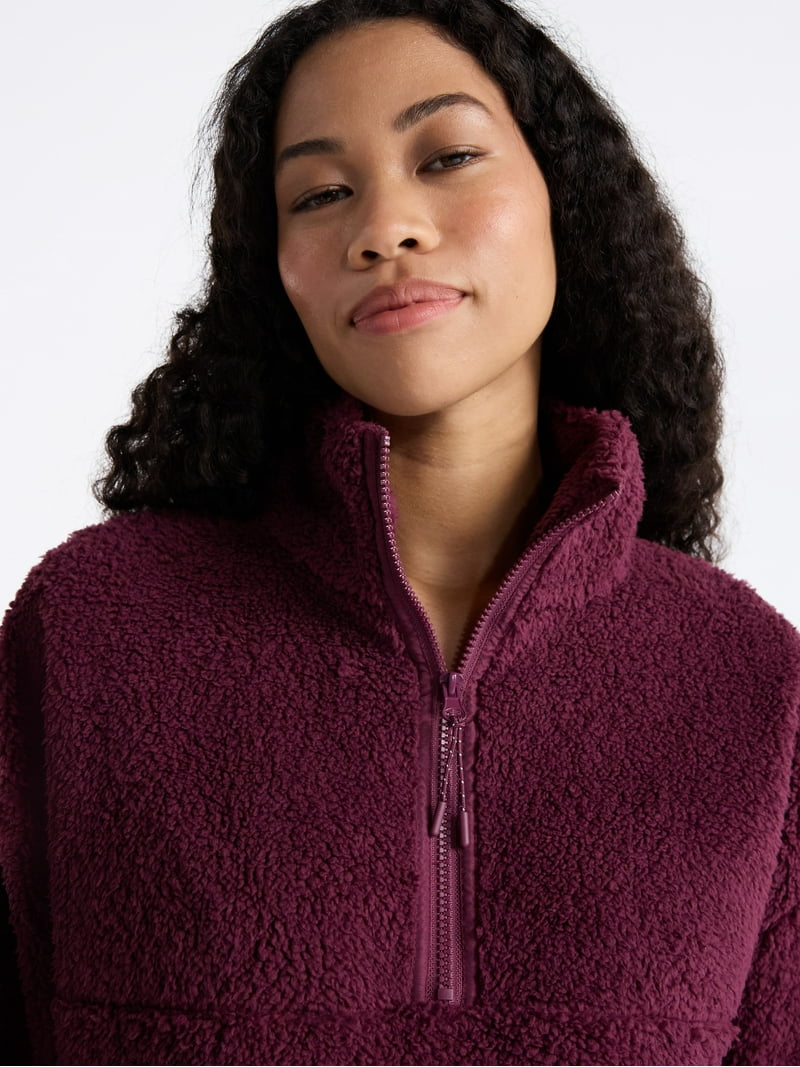 No Boundaries Plush Half-Zip Pullover, Women's and Plus Sizes XXS