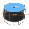 thumbnail image 2 of KOFUN Trampoline with Shade Cover, 14FT Trampoline with Basketball Hoop, Enclosure Net, Ladder, Heavy Duty Outdoor Backyard Trampolines, Black Trampoline + Blue Cover, 2 of 7