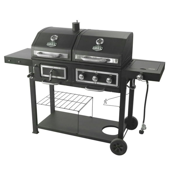 Expert Grill 3 Burner Gas & Charcoal Combo Grill, Black with Stainless Steel, GBC1793WC-C, 735 Sq. In. cooking area