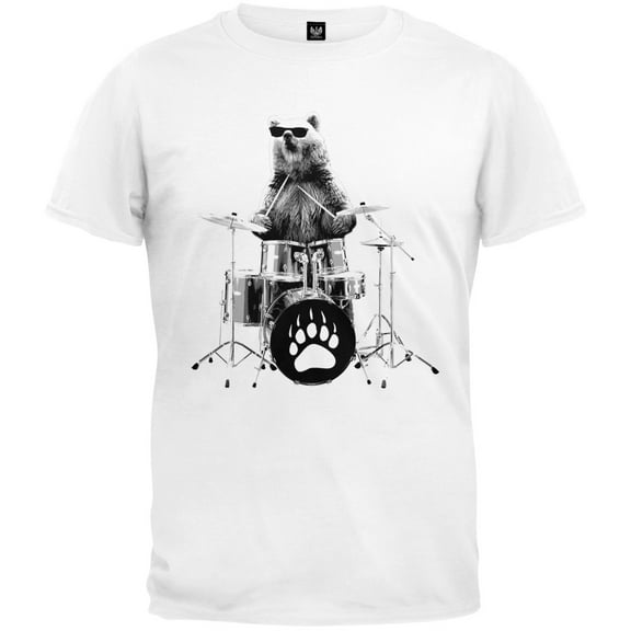 Old Glory Mens Bear Drummer Short Sleeve Graphic T Shirt