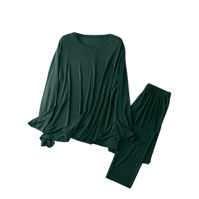 Tnhcen Ensemble de Sommeil de Maternité Multifonction pour Femmes - Pyjama d'Allaitement à Cordon de Serrage Ajustable / Ensemble de Détente Uni à Manches Longues et Col Rond S-TG