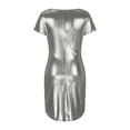 thumbnail image 5 of LYXSSBYX Boho Dresses for Women 2024 Women‘s Casual Solid Sexy Buttocks Wrapped Fashion V-Neck Slit Short Sleeve Dresses, 5 of 6