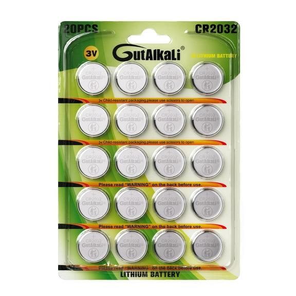 GutAlkaLi CR2032 Lithium 3V Battery, Electronic Coin Cell Button for Toys Calculators Watches (20 Pcs)