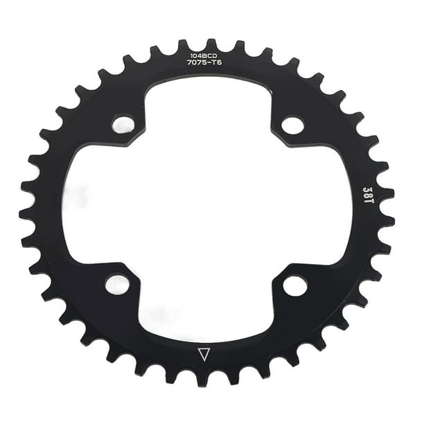 Piezas de reparación para cadena de bicicleta de montaña de acero de 32/34/36/38 dientes BCD 104 (negro, 38 dientes)