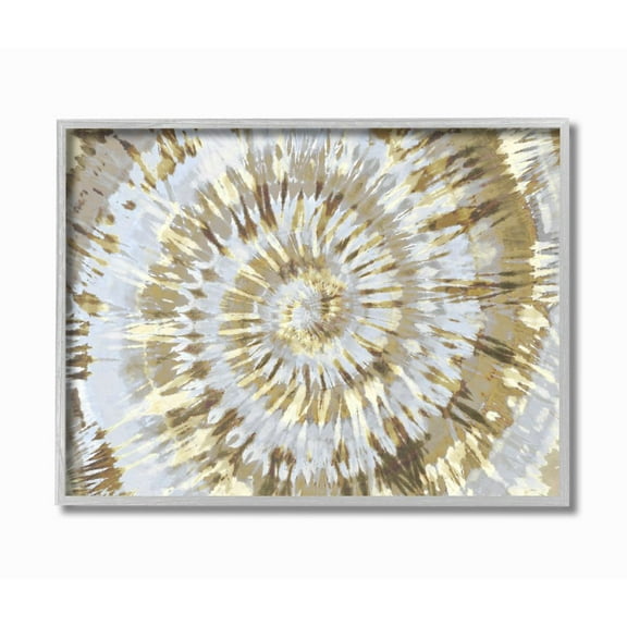 Stupell Industries Abstract Patterned Tie Dye Spiral Brown Beige Design Framed Wall Art Design by Molly Kearns, 16" x 20", Gray Framed