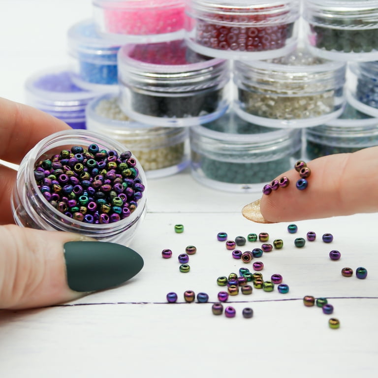 7000 Pcs Glass Seed Beads for Jewelry Making, 12 Colors Craft Glass Beads for Adults, Size: Small