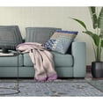 thumbnail image 3 of Flower Castle Patchwork Faux Suede Fabric Throw Pillow in Navy and Orange 16x16, 3 of 6