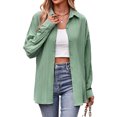 thumbnail image 6 of Nlife Women Lapel Collar Long Sleeve Button Back Lace Up Split Hem Shirt, 6 of 7