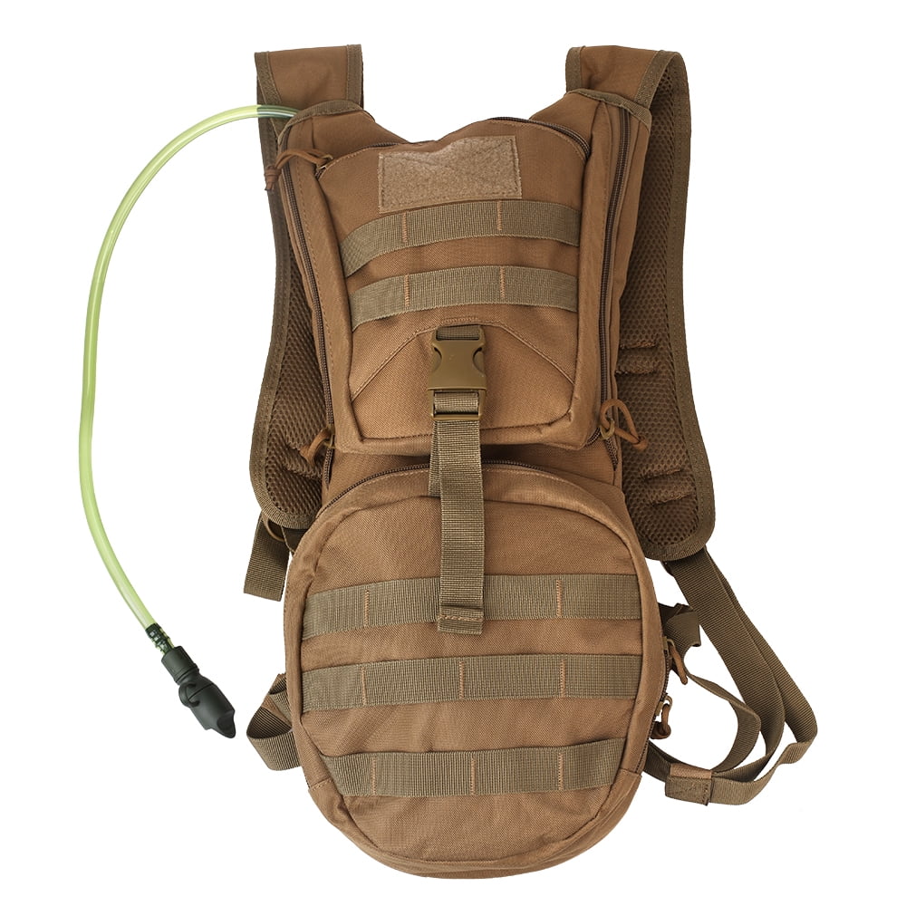 Molle Hydration Backpack Carrier with 2.5L Water Bladder Included For Outdoor Cycling Hiking Huting Climbing, Brown by