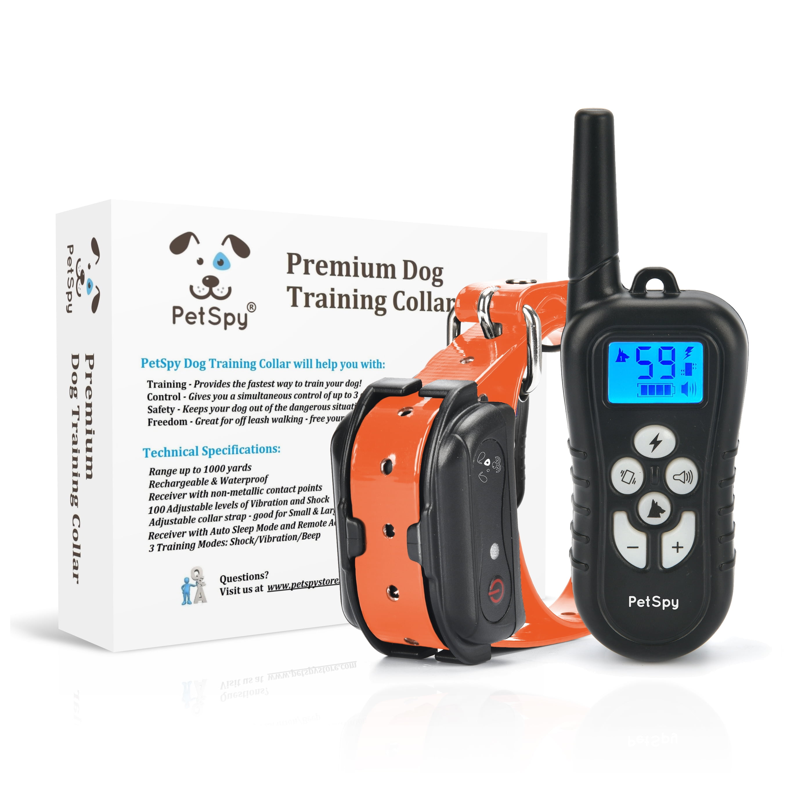 Rechargeable Electric Remote Dog Training Shock Collar 1000 Yard Waterproof LCD 