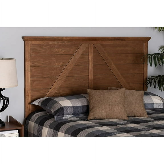 Baxton Studio Yorick Classic and Traditional Ash Walnut Finished Wood Queen Size Headboard