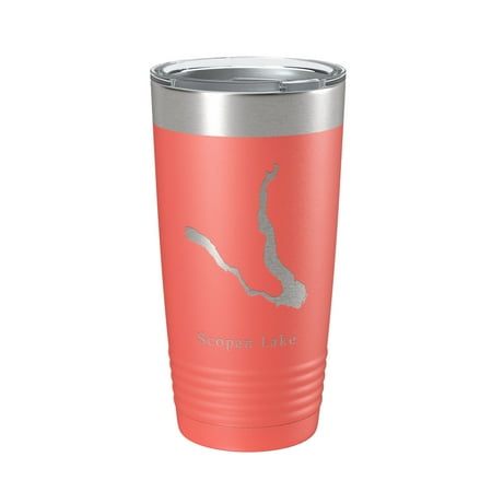

Scopan Lake Squapan Map Tumbler Travel Mug Insulated Laser Engraved Coffee Cup Maine 20 oz Coral