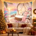 thumbnail image 3 of Round Wicker Daybed on a Tropical Beach with Ocean and Orchids, Dreamy Coastal for Beach Lovers, Serene Wall Art, Housewarming Gift, Tapestry Wall Hanging for Bedroom and Living Room, 3 of 7
