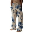 thumbnail image 1 of WEAIXIMIUNG Pantalon Homme Décontracté Mode Homme Décontracté Pantalon en Lin Imprimé avec Poches à Lacets Pantalon Grande Taille, 1 of 5