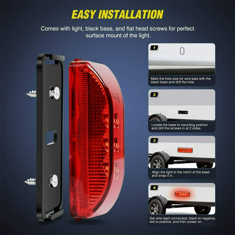 24V 20 LED Trailer Led Side Marker For Car, Truck, Trailer, Parking & Tail  Light Red/Amber From Wondenone, $25.5