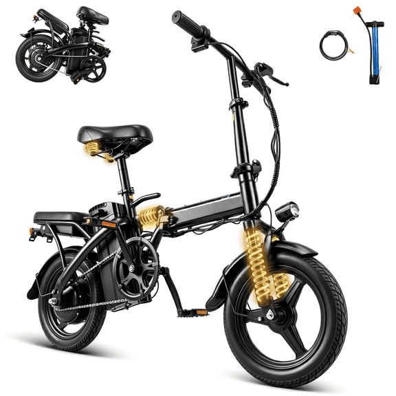 Electric Bicycles for Adults,500W Peak Motor 30 Miles 20MPH,14"Foldable Commuting Ebikes with 432WH Removable Battery,UL2849