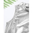 thumbnail image 6 of Nyeemya Kids Girls Shiny Metallic Vest Sleeveless Turtleneck Crop Top Gymnastic Cropped Shirts Ballet Dance Tops Silver 6, 6 of 7
