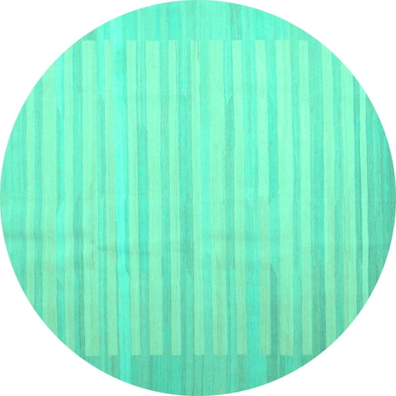 Ahgly Company Machine Washable Indoor Round Abstract Turquoise Blue Contemporary Area Rugs, 7' Round