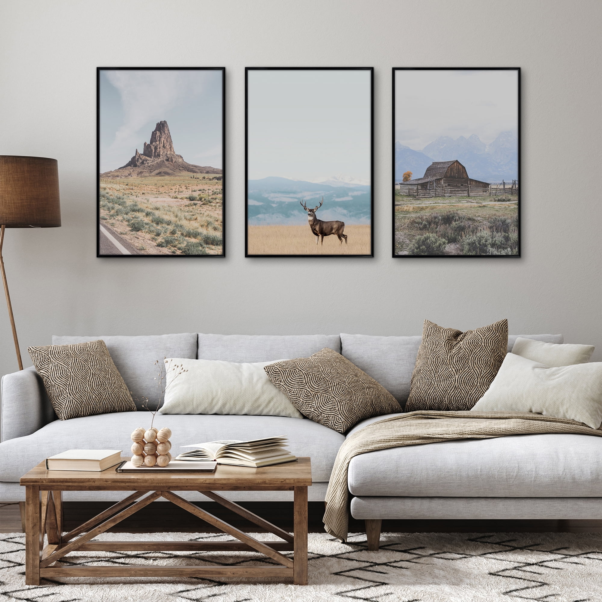 Americanflat 20x30 Poster Frame 3 Pack Polished Front Cover Slide Photo Buildable Molding Fusion Wall - Black