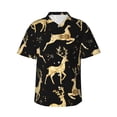 thumbnail image 1 of Balery Christmas Gold Deers Camisas hawaianas de manga corta para hombre, camisas playeras de corte holgado, camisas de vacaciones con botones,X-Large, 1 of 7