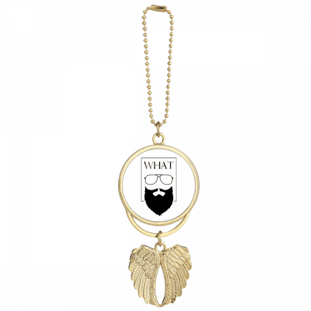 Eyeglasses Beard Problem Man Car Keychain Angel Wing Pendant