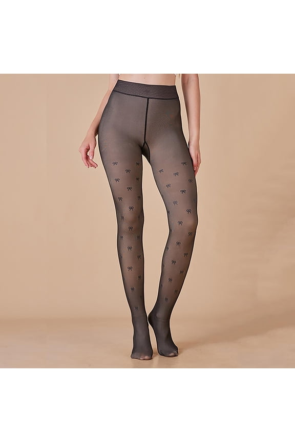 Winter Dresses for Women 2025 - 220G Ladies Wearing Fake Flesh Through and Winter Skin Through Oversized Leggings with Fleece Hickened Cropped Pants - Black Free Size