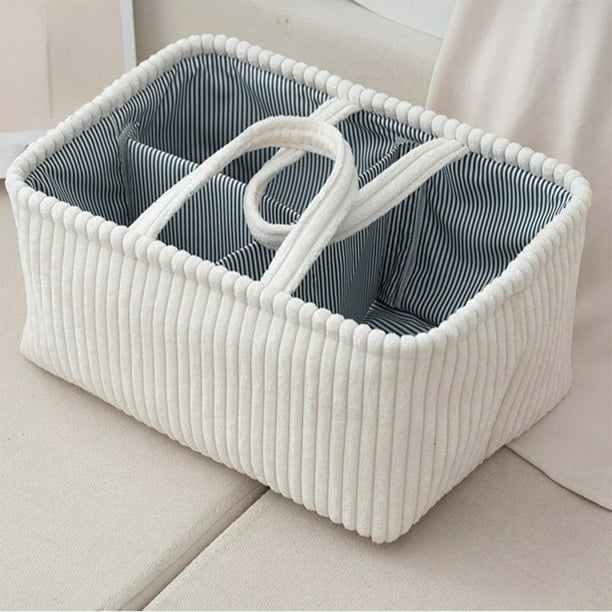 Cesta para guardar pañales de tela | Organizador de pana para ropa de bebé, juguetes y libros | Contenedor plegable para organizar el hogar de 38 x 26 x 18 cm