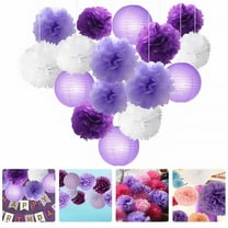 Raindrops 15Pack Paper Pom Pom Balls for Festive Decorations Wedding Party Hangings Purple White Simple Round