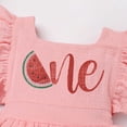 thumbnail image 4 of FYMNSI Newborn Baby Girl Ruffle Bubble Romper Dress+Headband One Piece Bodysuit Jumpsuit Infant Summer Clothes 6-12 Months Watermelon, 4 of 9