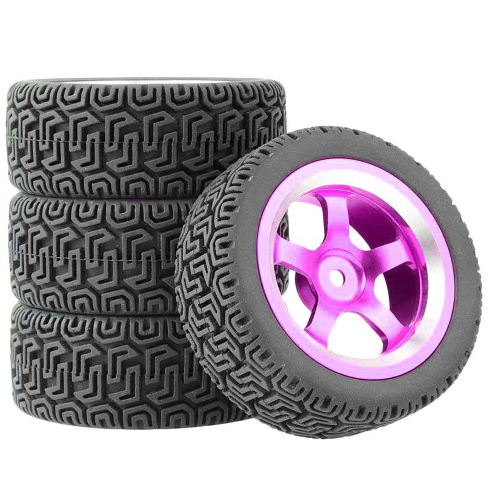 LAFEINA 1:10 RC Tyres and Wheel Rim Set for 1/10 HSP HPI RC 1:10 Flat Racing On Road Car 