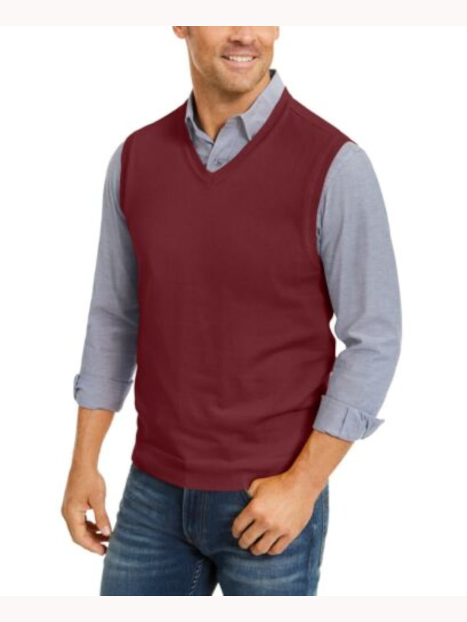 CLUBROOM Mens Maroon Heather Sleeveless 